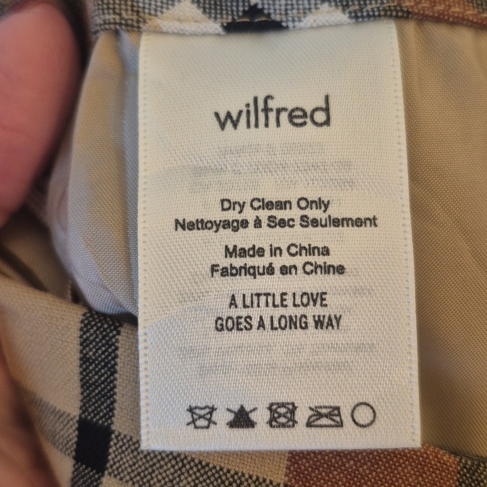 NWT Wilfred Aritzia Plaid Mini Skirt Brown Beige Preppy Dark Academia Size 00 - Picture 10 of 11